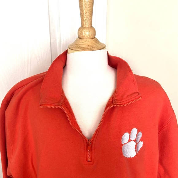 Clemson University Tigers Pullover Sweatshirt half zip w pockets size MED Cotton - Picture 5 of 10